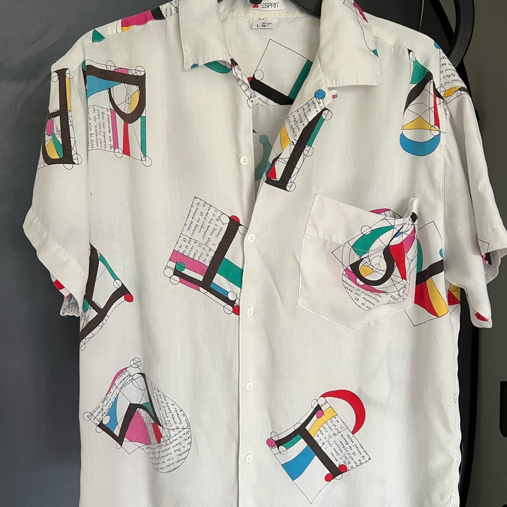 Esprit Men's ‘80s Multicolor Graphic Shirt - USED - Has Wear but Fun Shirt